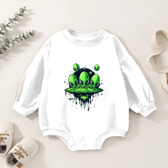 Funny Flying Saucer Alien Invasion Baby Romper Sweatshirts