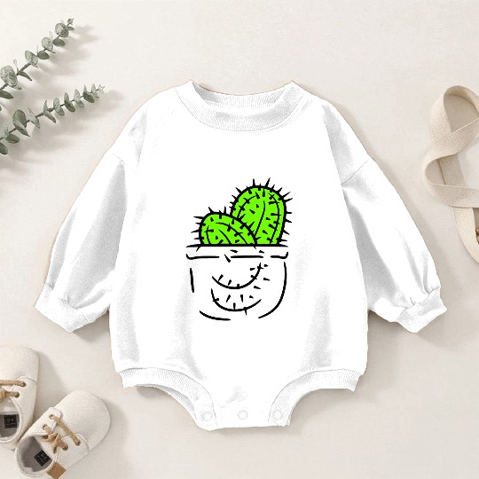 2 Chest Pocket Cactus Plants Prickly Cacti In Bag Baby Romper Sweatshirts