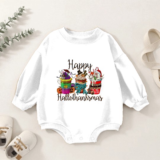 Happy Hallothanksmas Baby Romper Sweatshirts