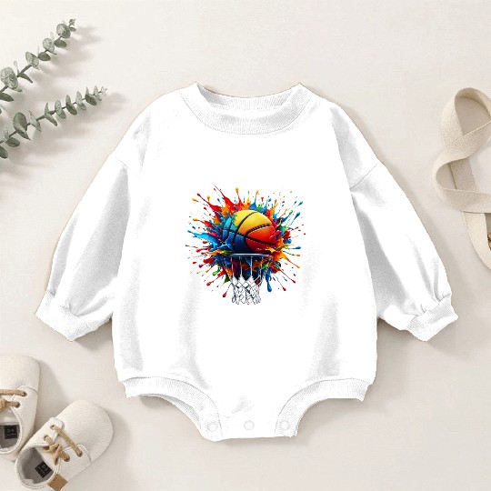 Colorful Basketball Tie Dye Color Splash Hoop Net Baby Romper Sweatshirts