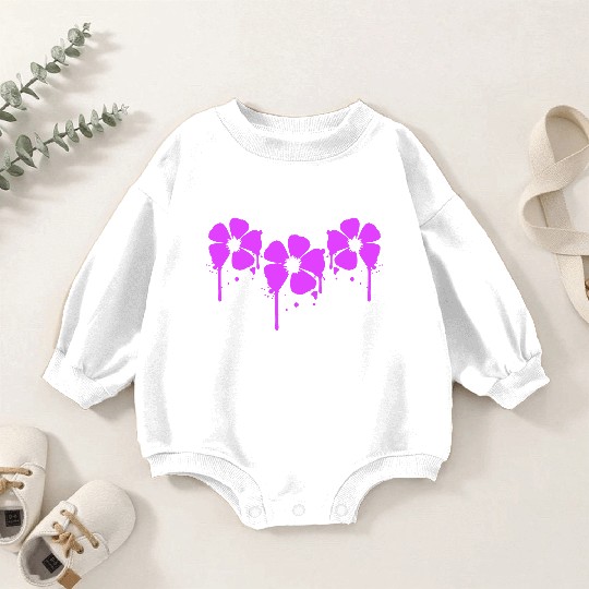 Flowers Pink Graffiti Drop Spray Spring Summer Fun Baby Romper Sweatshirts