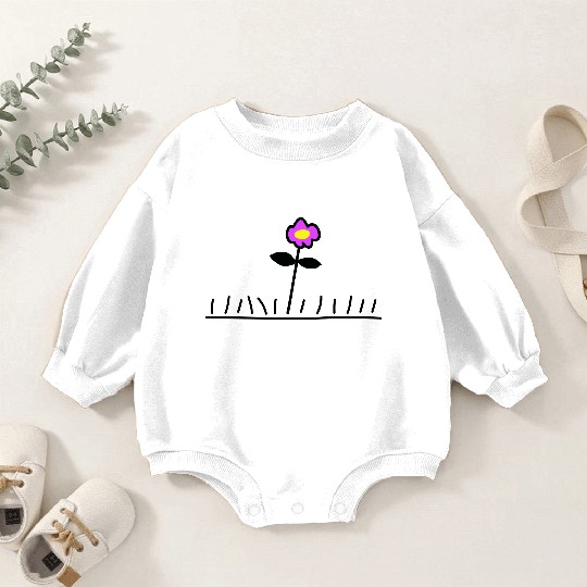 Pink Meadow Flower Spring Summer Grass Flowers Baby Romper Sweatshirts