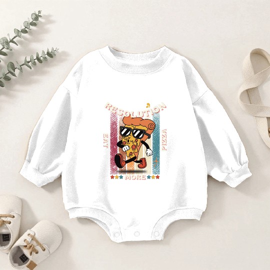 Resolution: Eat More Pizza - Funny Design Baby Romper Sweatshirts