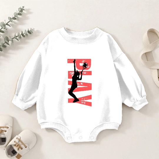 Play Tennis female coral Baby Romper Sweatshirts