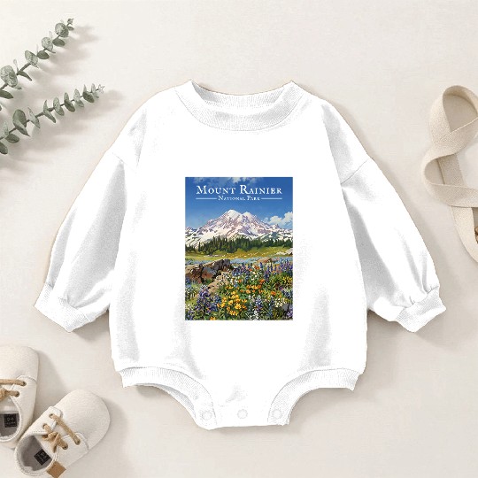 Mount Rainier Paradise Meadows Baby Romper Sweatshirts