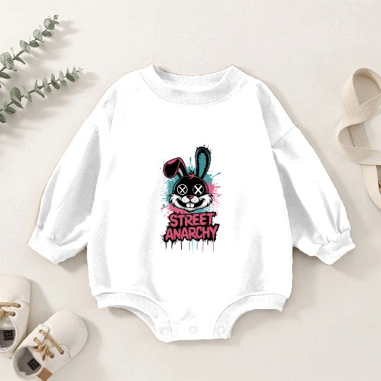 Street Anarchy Graffiti Bunny – Edgy Street Art Baby Romper Sweatshirts