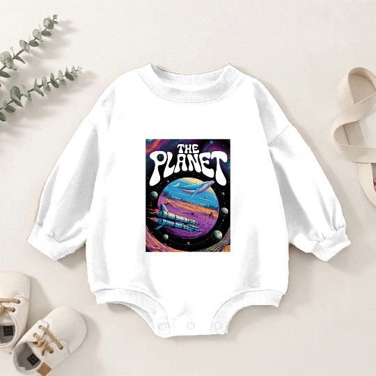 Rainbow Space Whale Adventure Baby Romper Sweatshirts