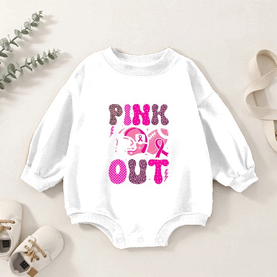 Pink Out Breast Cancer Football Mom Girls Women Baby Romper Sweatshirts