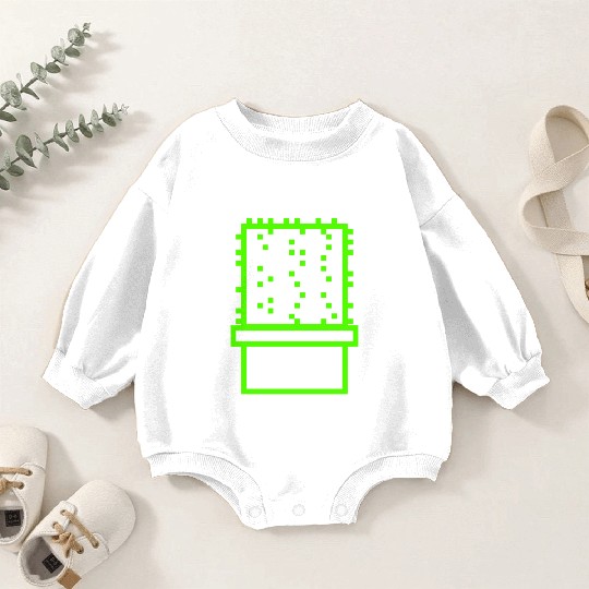 Cactus Cacti Retro Video Game Pixel Flower Pot Baby Romper Sweatshirts