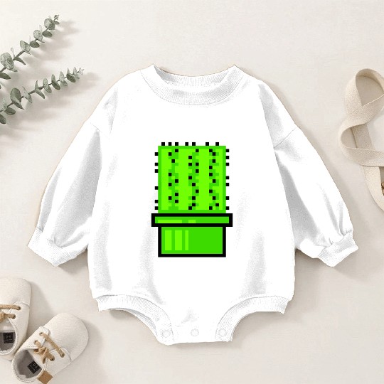 Cactus Cacti Retro Video Game Pixel Flower Pot Baby Romper Sweatshirts