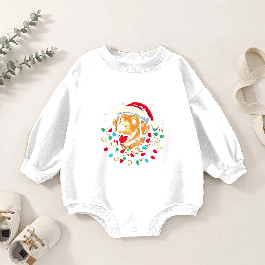Golden Retriever with Santa Hat & Christmas Baby Romper Sweatshirts