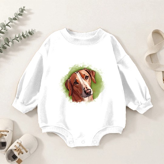 Dog SAVEBRACKE hunting dog - green watercolor Baby Romper Sweatshirts