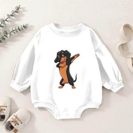 Dabbing dance post Dachshund dog lovers pet love Baby Romper Sweatshirts