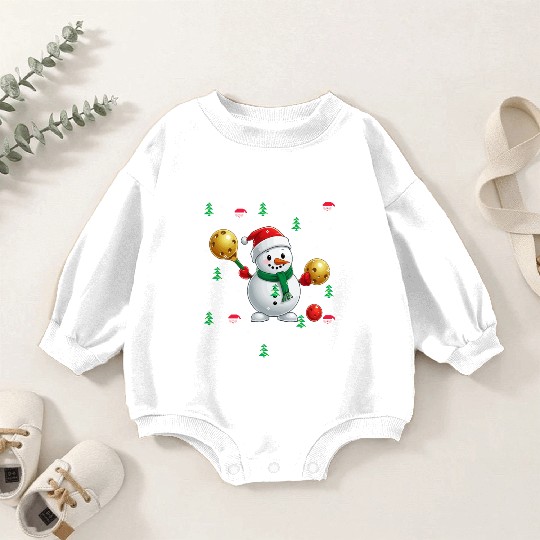 Merry Dinkmas with Christmas Pickleball Snowman Baby Romper Sweatshirts