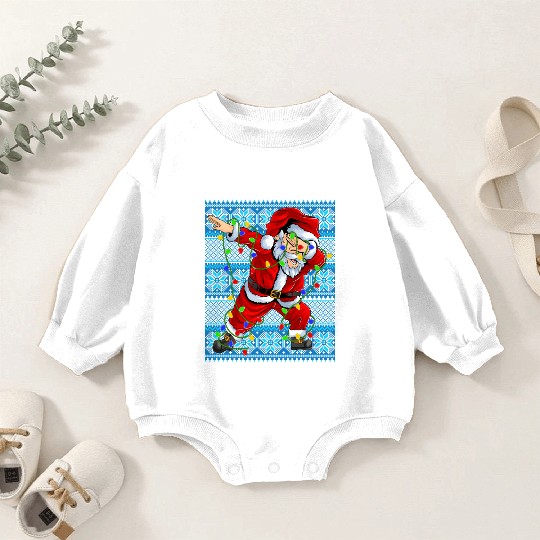 Dabbing Santa Christmas Tree Lights Baby Romper Sweatshirts