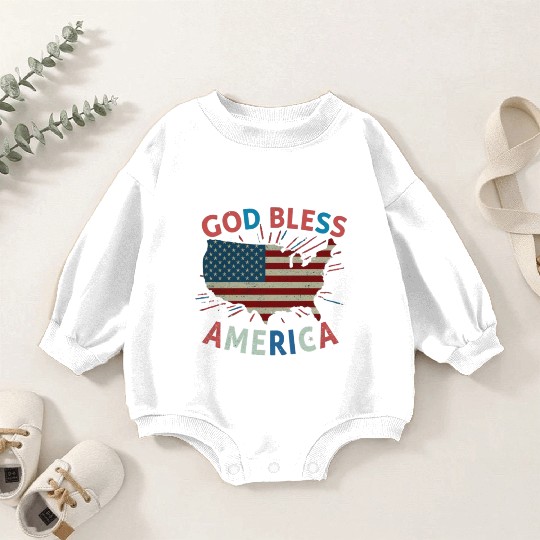 God Bless America Baby Romper Sweatshirts Design