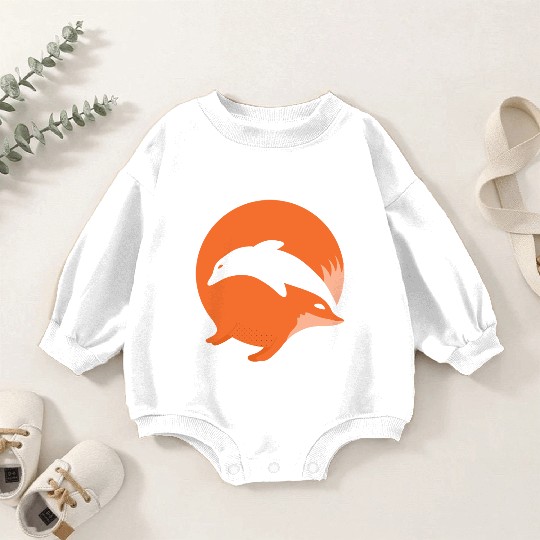 Fox or Dolphin in this fun optical illusion Baby Romper Sweatshirts