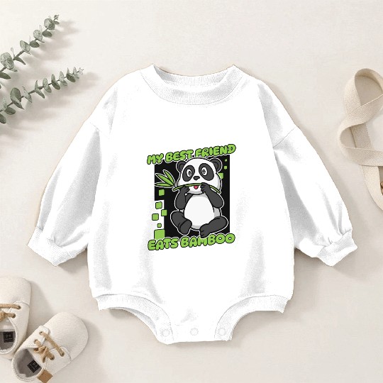 My Best Friend Eats Bamboo Panda Bear Friend Baby Romper Sweatshirts