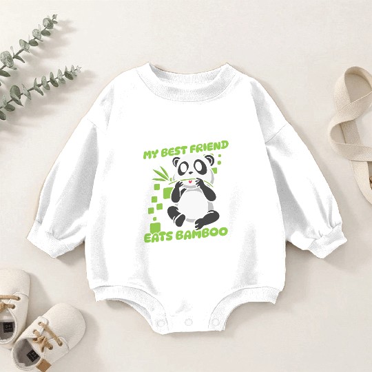 My Best Friend Eats Bamboo Panda Bear Friend Baby Romper Sweatshirts