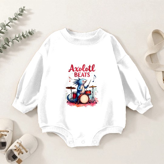 Xolotl Beats Axolotl Funny: Cute Axolotl Baby Romper Sweatshirts