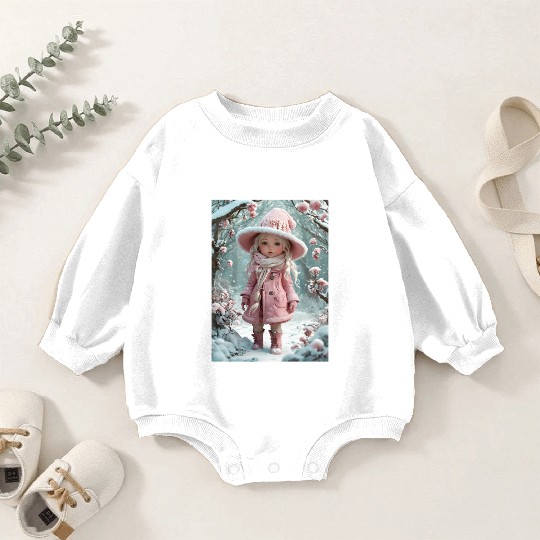 Full body of a realistic sweetness baby chibi girl Baby Romper Sweatshirts