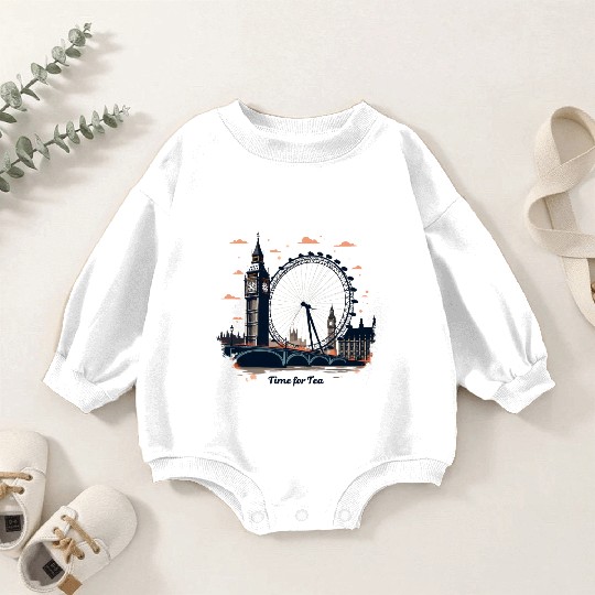 London Landmarks Time for Tea Baby Romper Sweatshirts