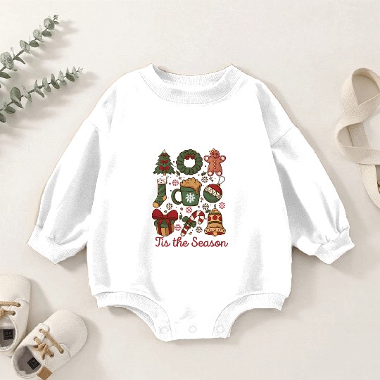 Tis the Season Retro Coquette Cute Christmas Baby Romper Sweatshirts
