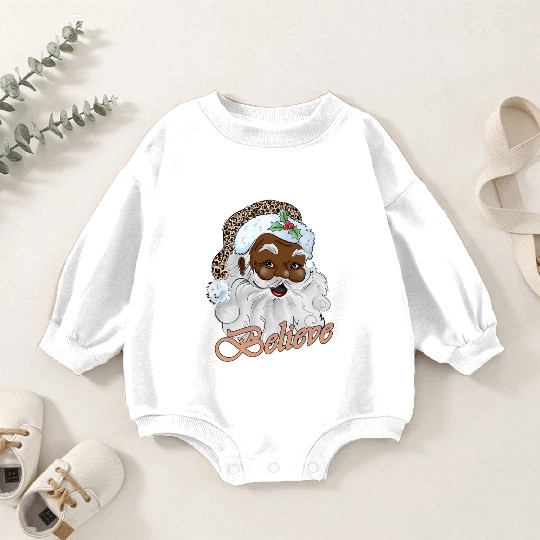 Black Santa, Merry Christmas Baby Romper Sweatshirts