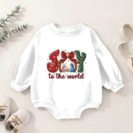 Joy To The World, Christmas Retro Baby Romper Sweatshirts