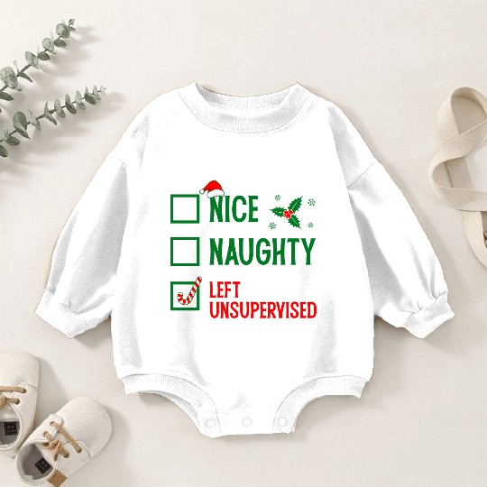 Left Unsupervised Christmas Checklist Baby Romper Sweatshirts