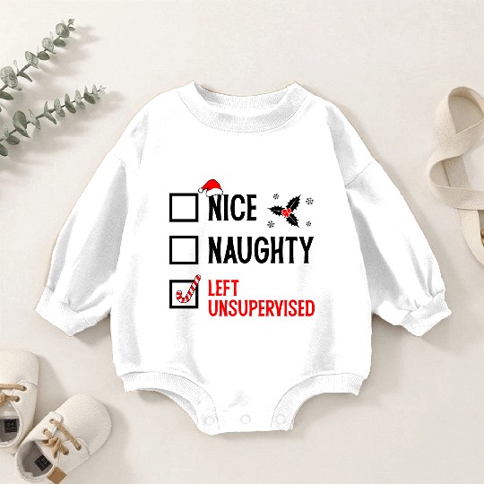 Left Unsupervised Christmas Checklist Baby Romper Sweatshirts