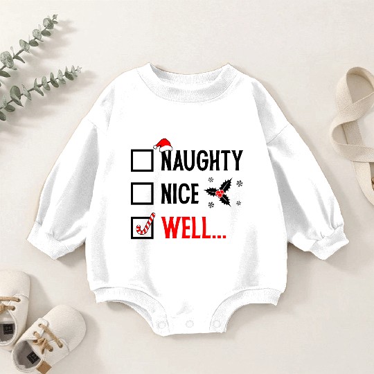 Naughty or Nice Funny Christmas Baby Romper Sweatshirts