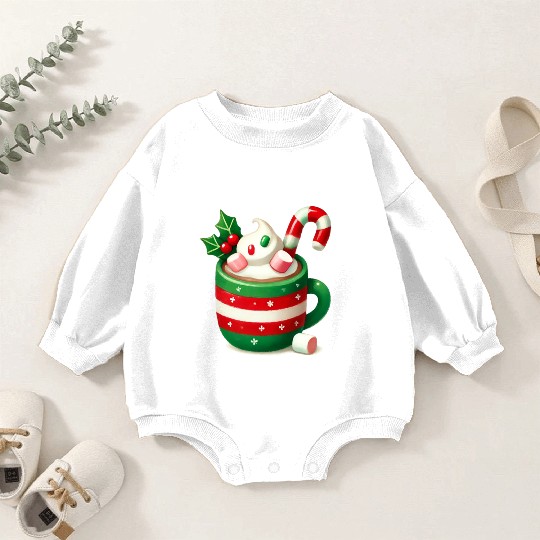 Cream Christmas, Christmas Retro Baby Romper Sweatshirts