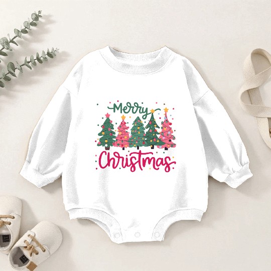 Merry Christmas, Christmas Tree Baby Romper Sweatshirts