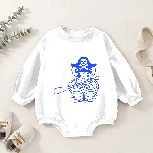 Rabbit Pirate Paddle Bunny Buccaneer Rowboat Comic Baby Romper Sweatshirts