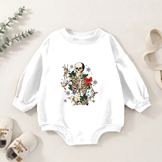 Skeleton Christmas, Christmas Retro Baby Romper Sweatshirts