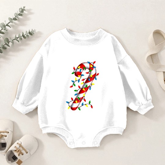 Candy Cane Merry and Bright Christmas Lights Candy Baby Romper Sweatshirts