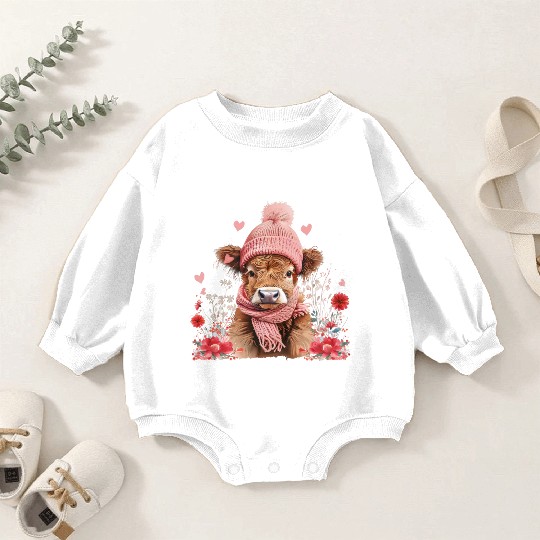 Cute Highland Cow Valentines Day Baby Romper Sweatshirts