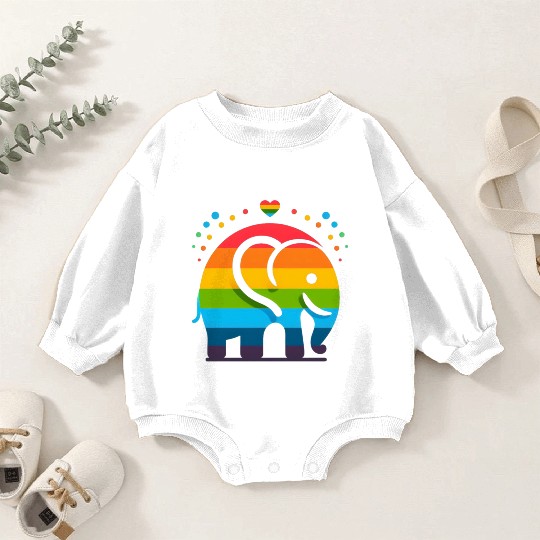 Rainbow Elephant Baby Romper Sweatshirts