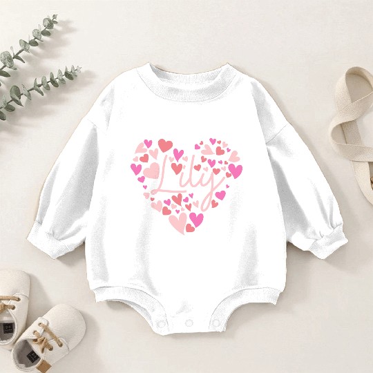 I love Lily hearts in Green Baby Romper Sweatshirts
