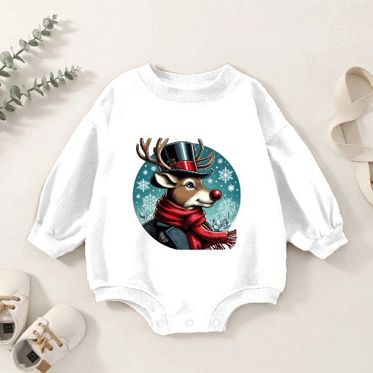 Vintage Red-Nosed Reindeer: Perfect For Christmas Baby Romper Sweatshirts