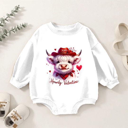 Howdy Valentine, Valentines Day Baby Romper Sweatshirts