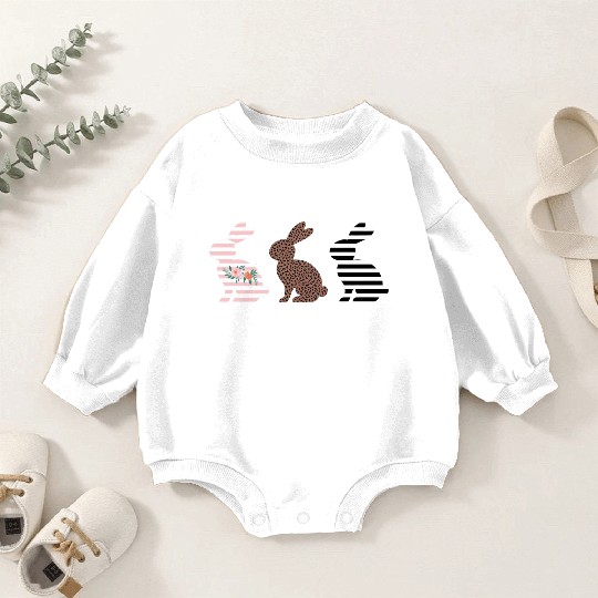 Happy Easter Cute Easter Leopard Bunny Rabbit Baby Romper Sweatshirts
