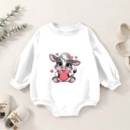 Cow Valentines Day Baby Romper Sweatshirts