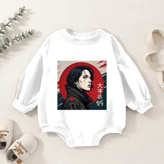 Neo-Tokyo Style: Captivating Woman in a Powerful Baby Romper Sweatshirts