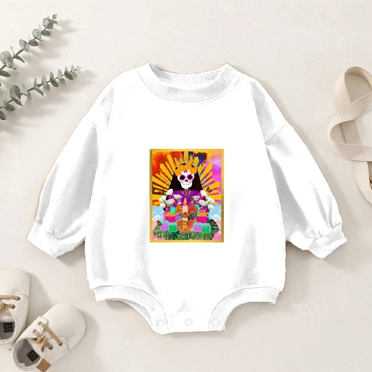 Rainbow Butterfly Santa Muerte Baby Romper Sweatshirts