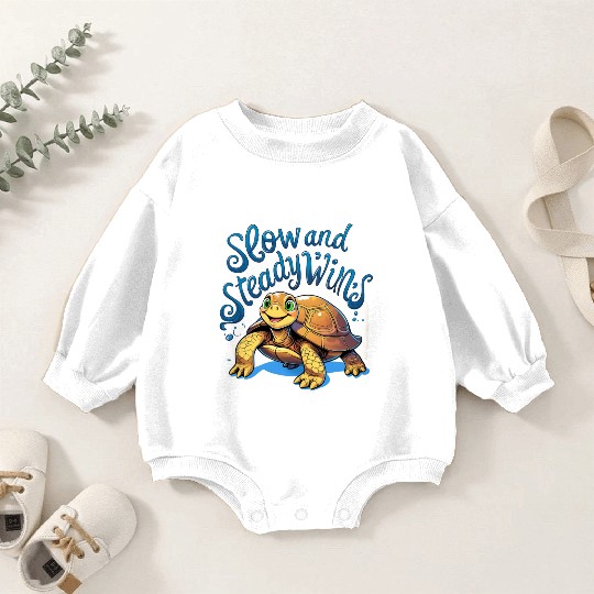 Whimsical Turtle with Confident Message Baby Romper Sweatshirts