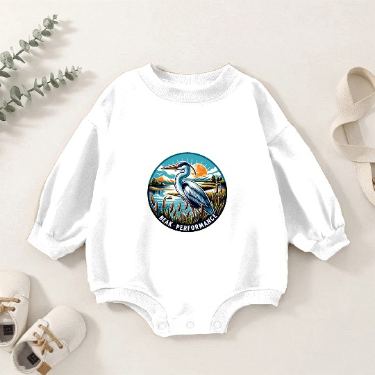 Great Blue Heron Beak Performance Retro Baby Romper Sweatshirts