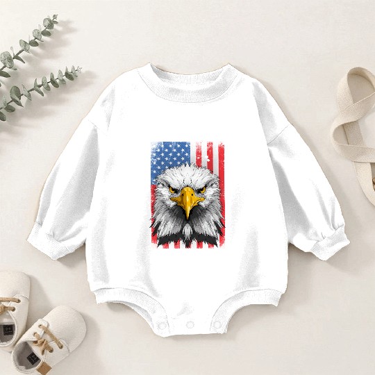 American Flag Patriotic Eagle 4th of July Baby Romper Sweatshirts