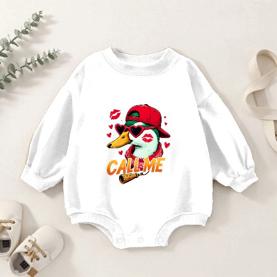 Call Me Duck Valentines Duck Hunting Lover Baby Romper Sweatshirts